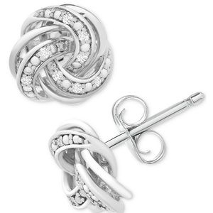 Sterling Silver Diamond Stud Earrings